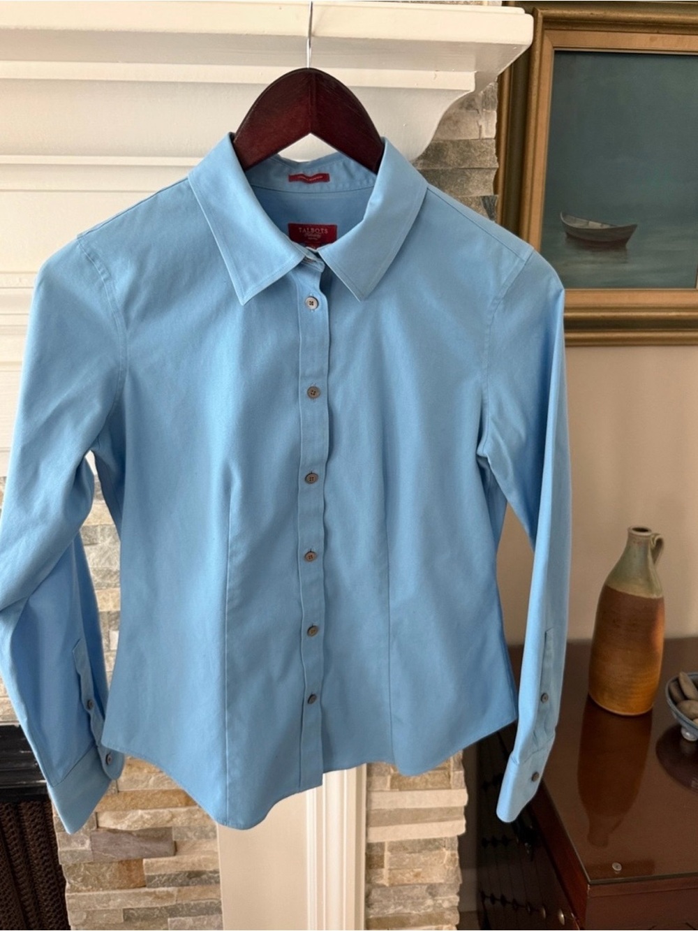 Talbots Light Blue Women's Button-Down Shirt Petite size 2